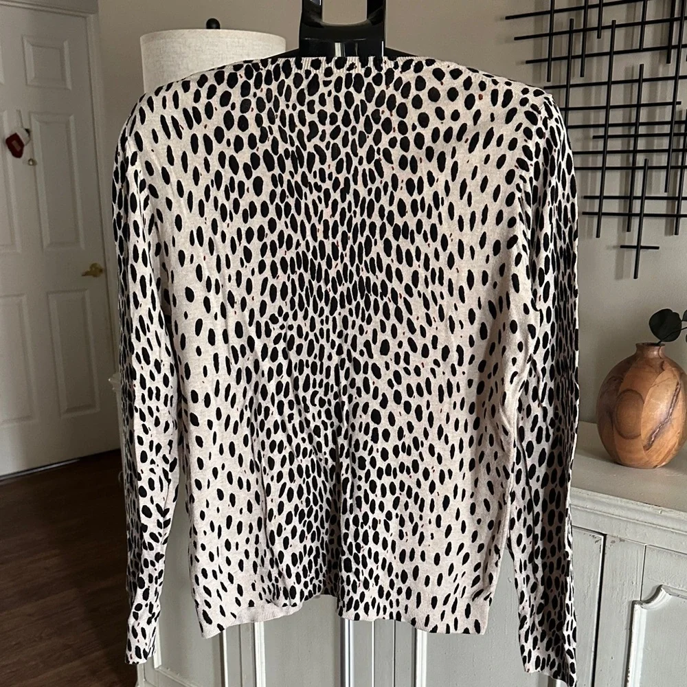 J. Crew Black and Cream Patterned Long Sleeve Thin Sweater
